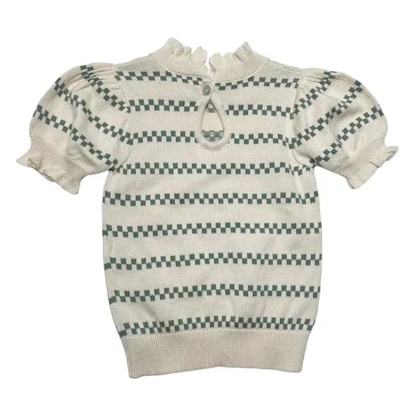 Lali Retro Look Puffer Sleeve Ruffle Sweater - Picture 2 of 4